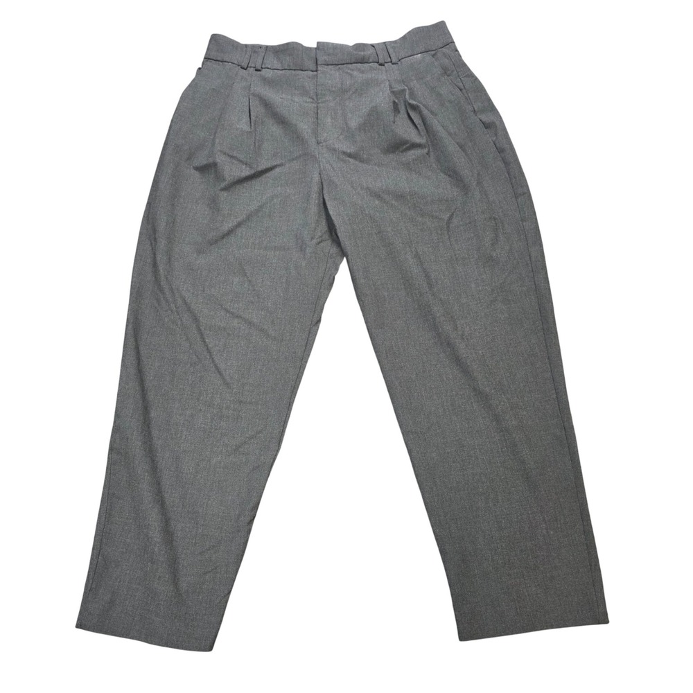 Zara Pleated High Rise Trousers Women's Size 12 Solid Gray Tapered Career
